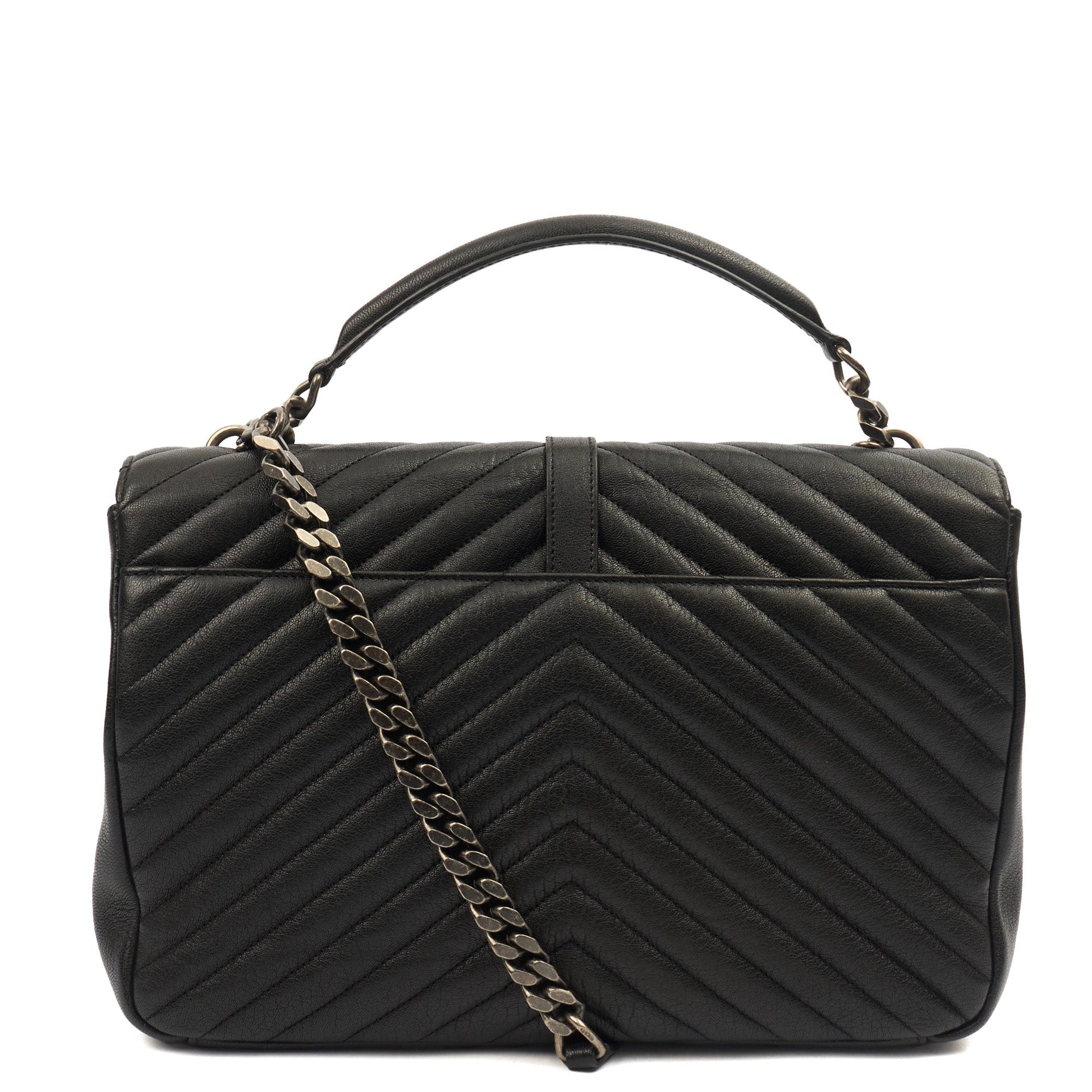 Saint Laurent Shoulder Bag College - Medium in Black, Leather — Top View