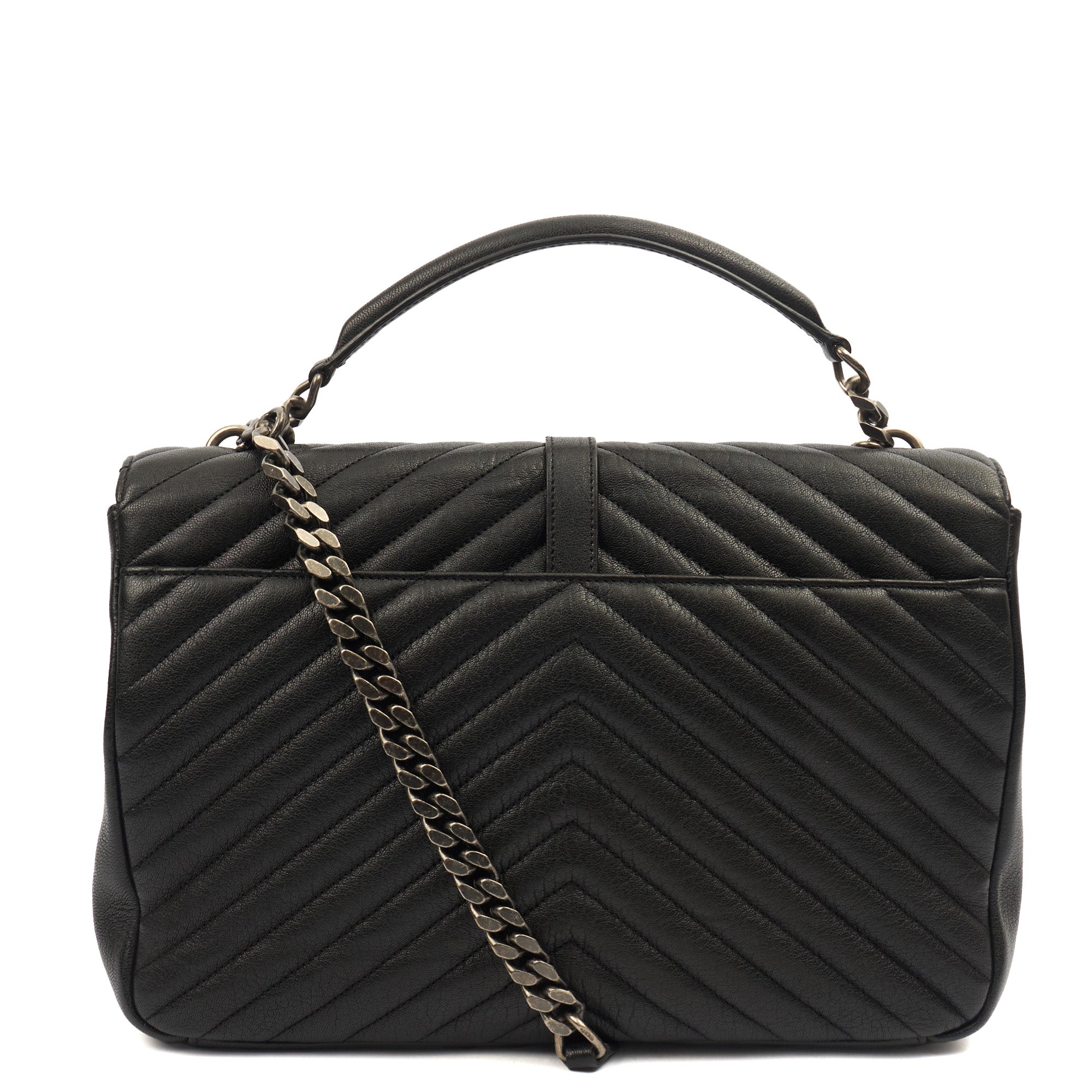 Saint Laurent Shoulder Bag College - Medium in Black, Leather — Top View
