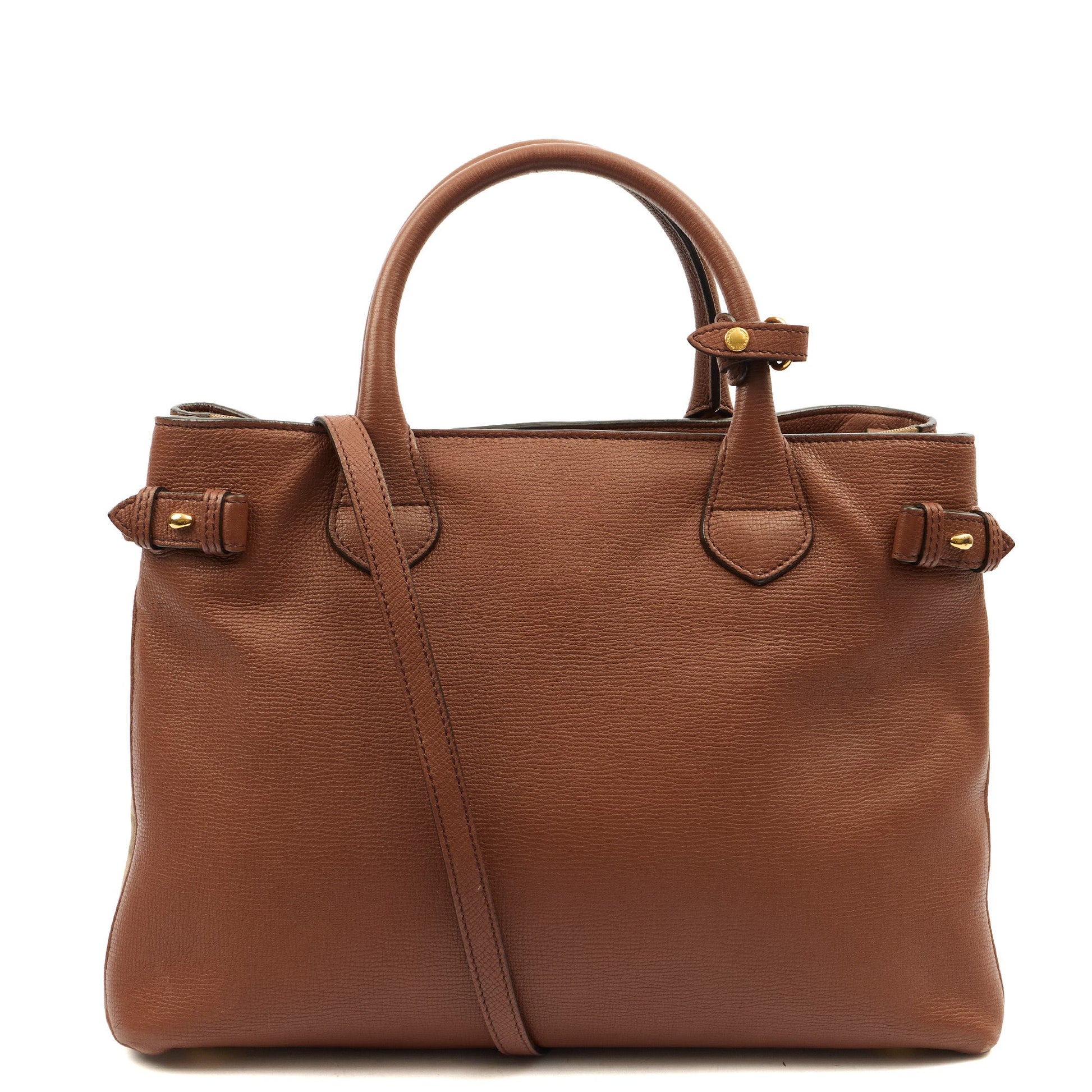 Burberry Tote Banner - Medium in Brown, Leather — Back View