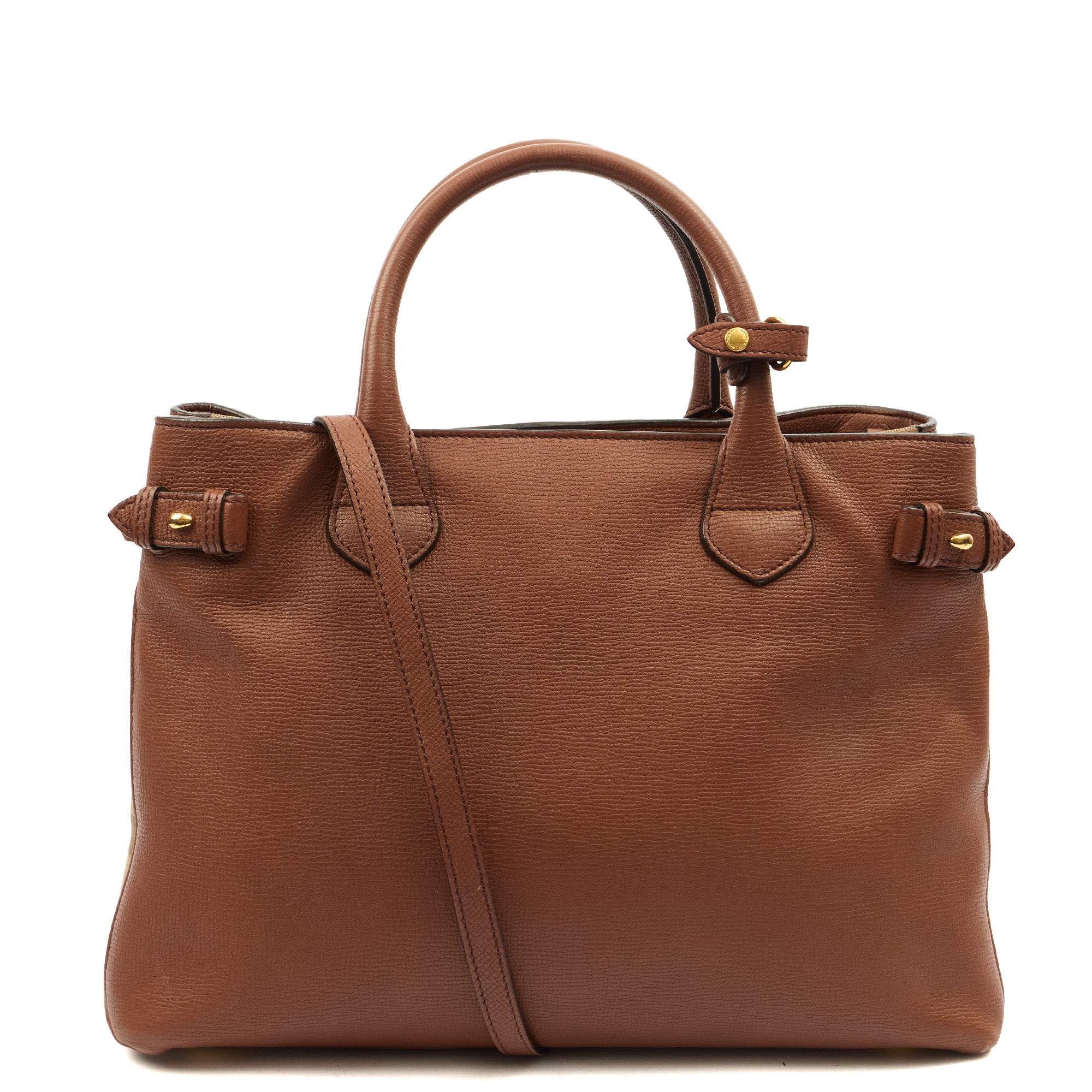 Burberry Tote Banner - Medium in Brown, Leather — Back View