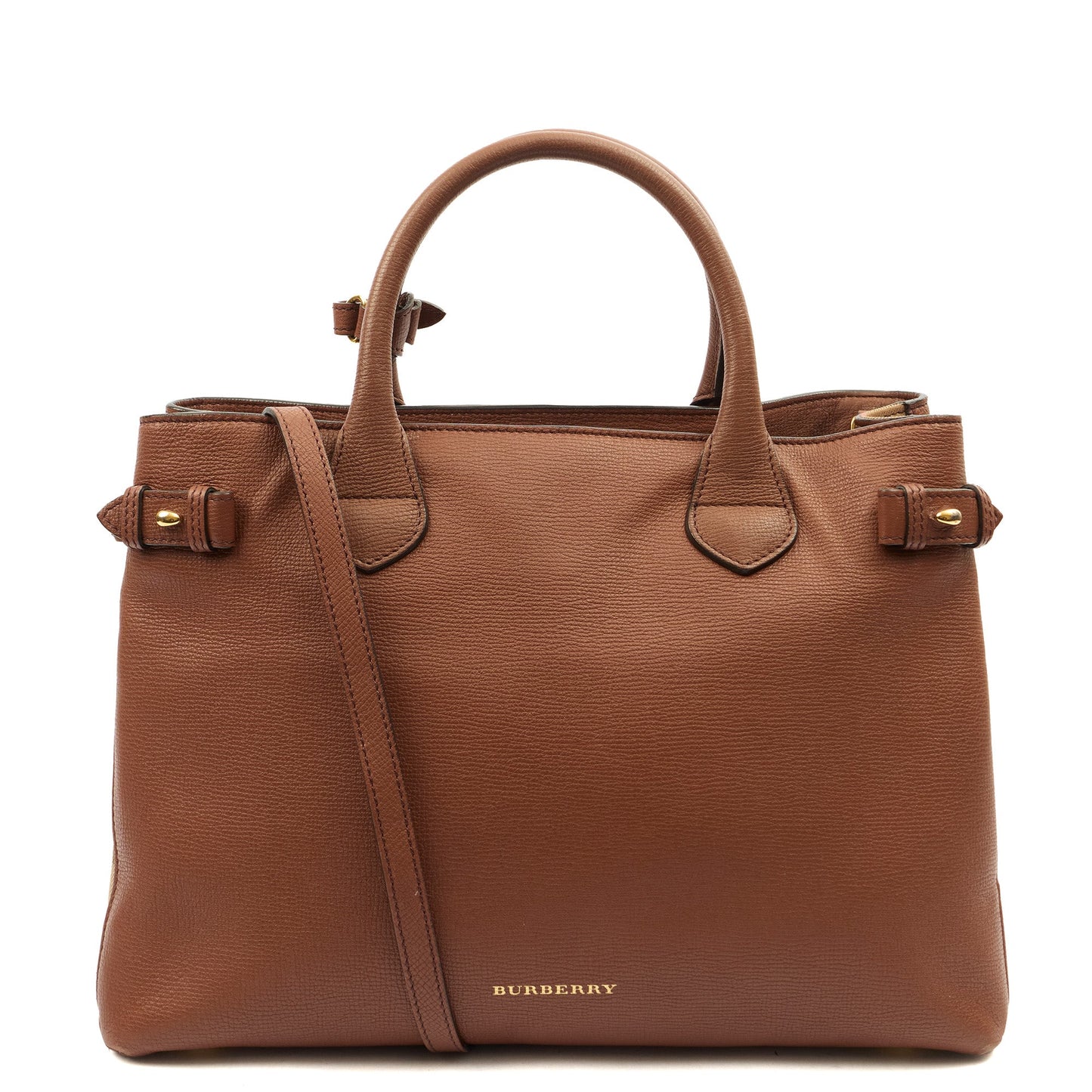 Burberry Tote Banner - Medium in Brown, Leather — Front View