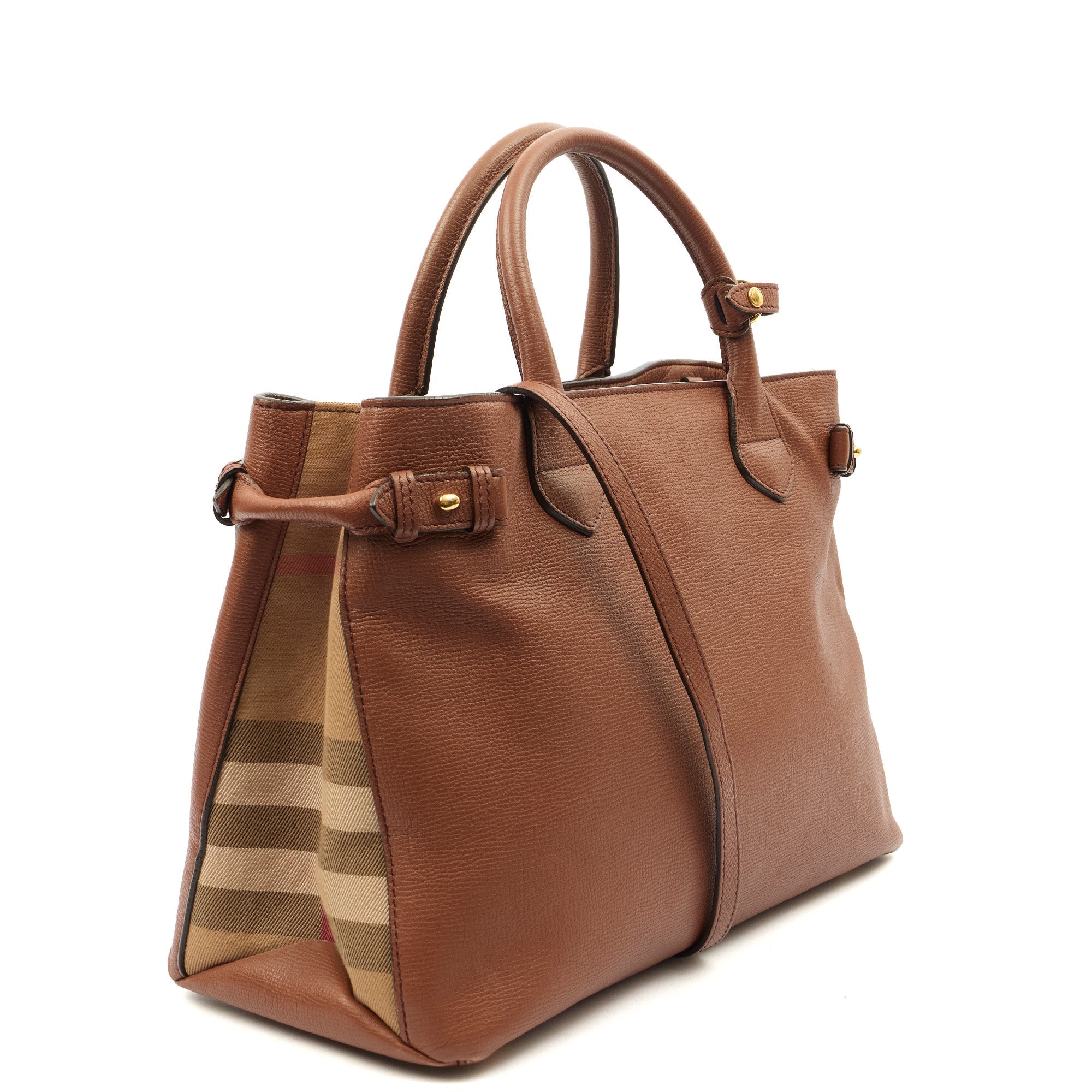Burberry Tote Banner - Medium in Brown, Leather — Side View