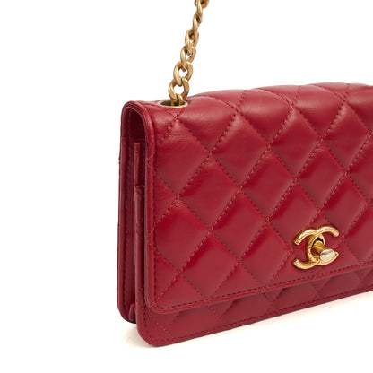 Chanel Cross Body Pearl Crush Wallet on Chain in Red, Lambskin Leather — Alternate View 7