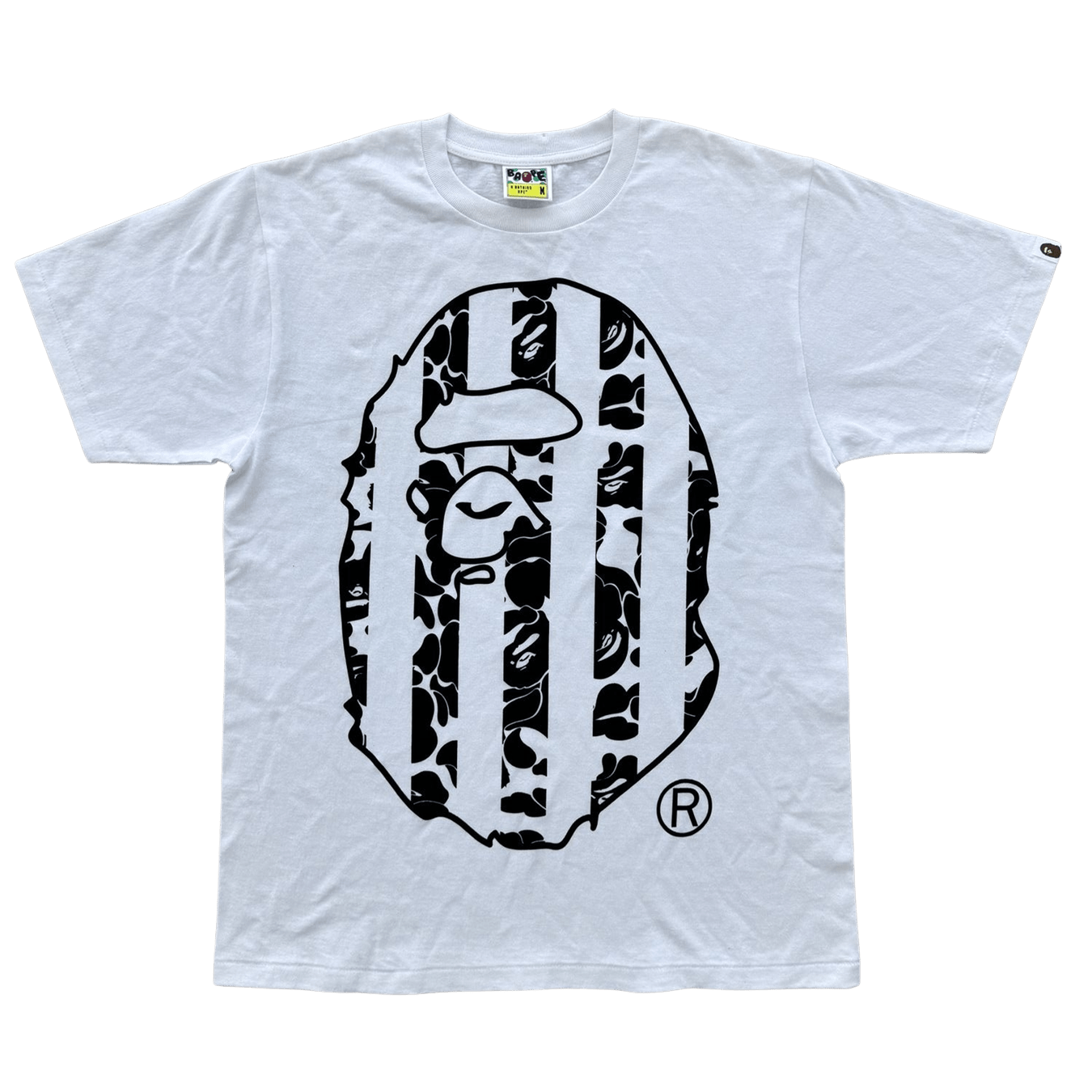 Bape Tee 'White Black' — XXS — Front View