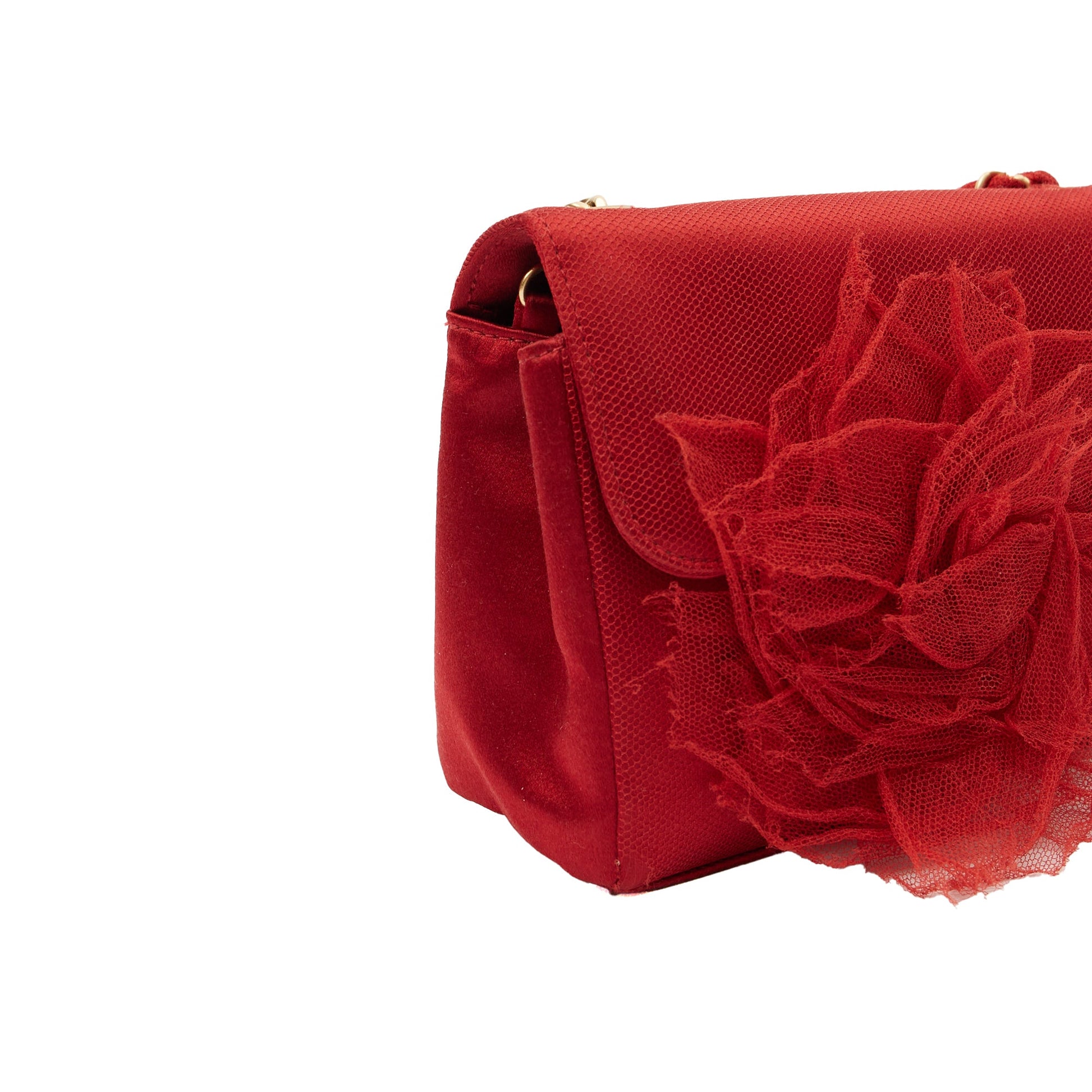 Chanel Mini Bag Camellia Clutch in Red, Fabric — Alternate View 8