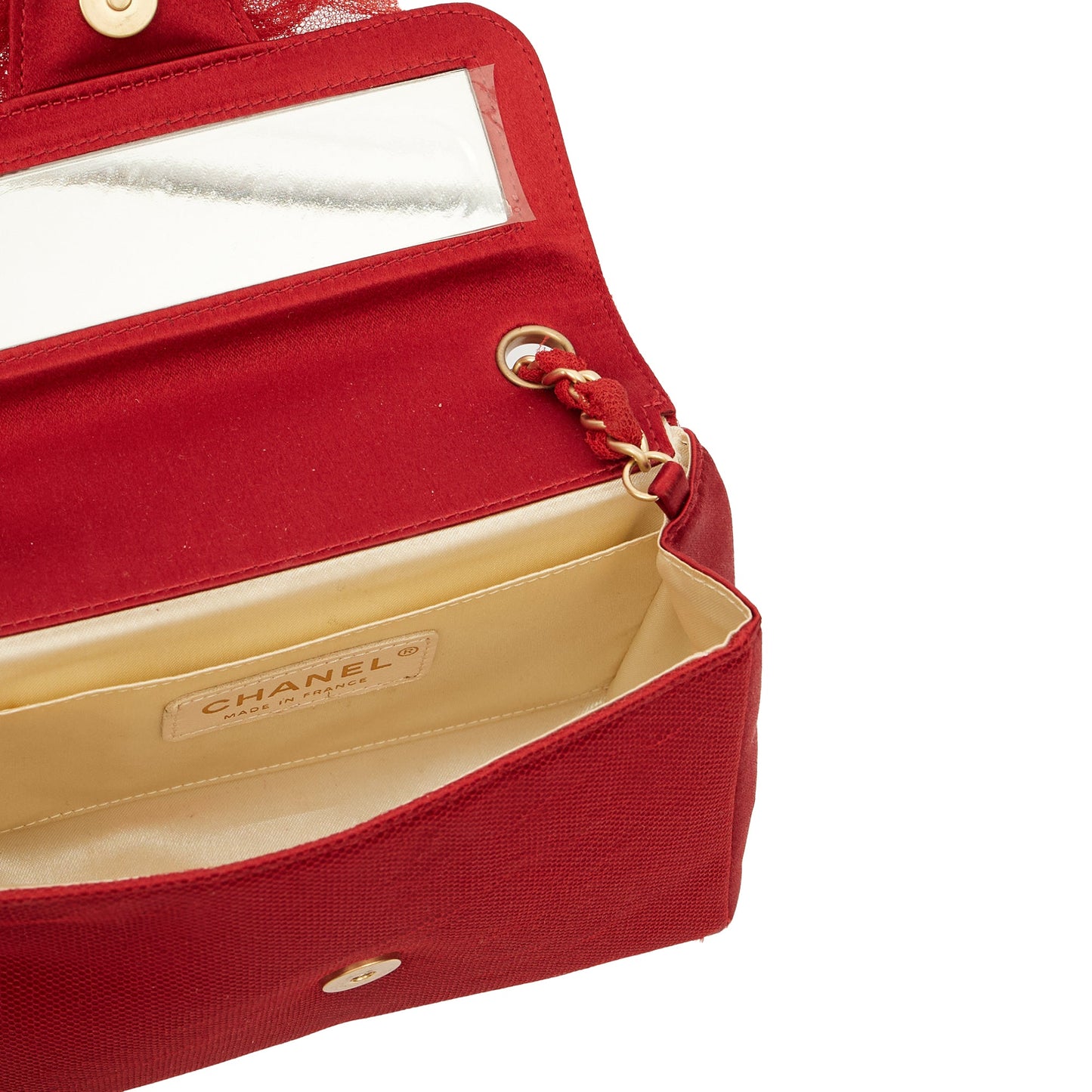 Chanel Mini Bag Camellia Clutch in Red, Fabric — Alternate View 30