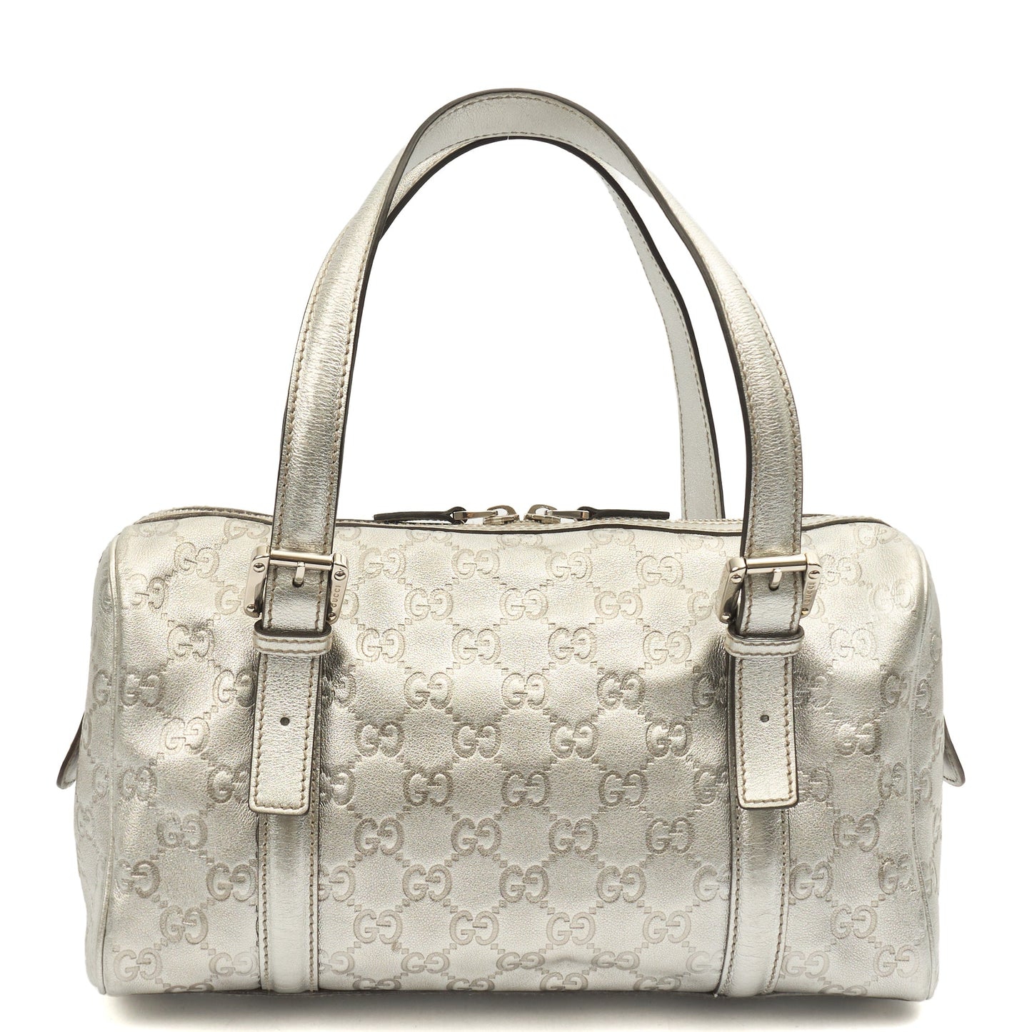 Gucci Top Handle Britt Boston in Metallic, Leather — Top View