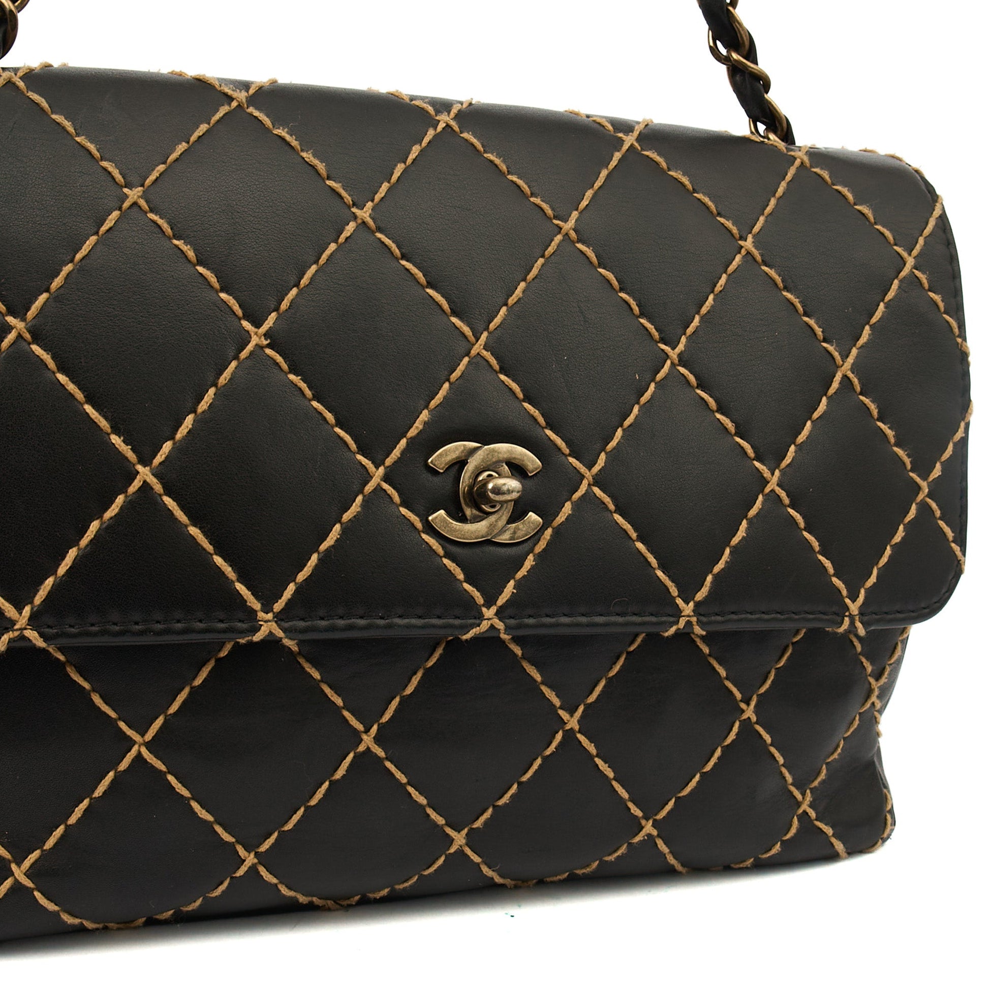 Chanel Shoulder Bag Wildstitch Flap Bag in Black, Leather — Lifestyle View