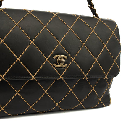 Chanel Shoulder Bag Wildstitch Flap Bag in Black, Leather — Alternate View 16