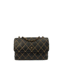 Chanel Shoulder Bag Wildstitch Flap Bag in Black, Leather — Front View