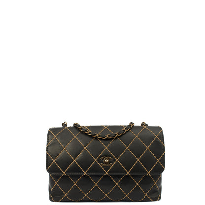 Chanel Shoulder Bag Wildstitch Flap Bag in Black, Leather — Alternate View 21