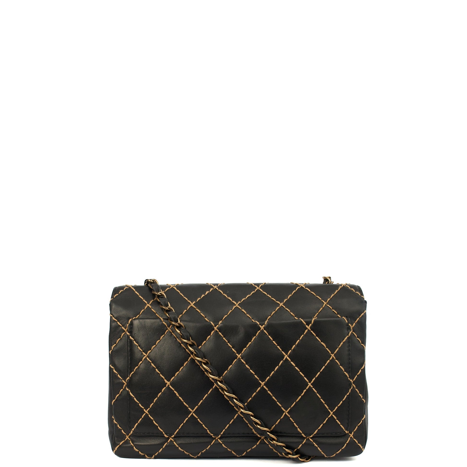 Chanel Shoulder Bag Wildstitch Flap Bag in Black, Leather — Alternate View 23
