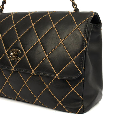Chanel Shoulder Bag Wildstitch Flap Bag in Black, Leather — Alternate View 15