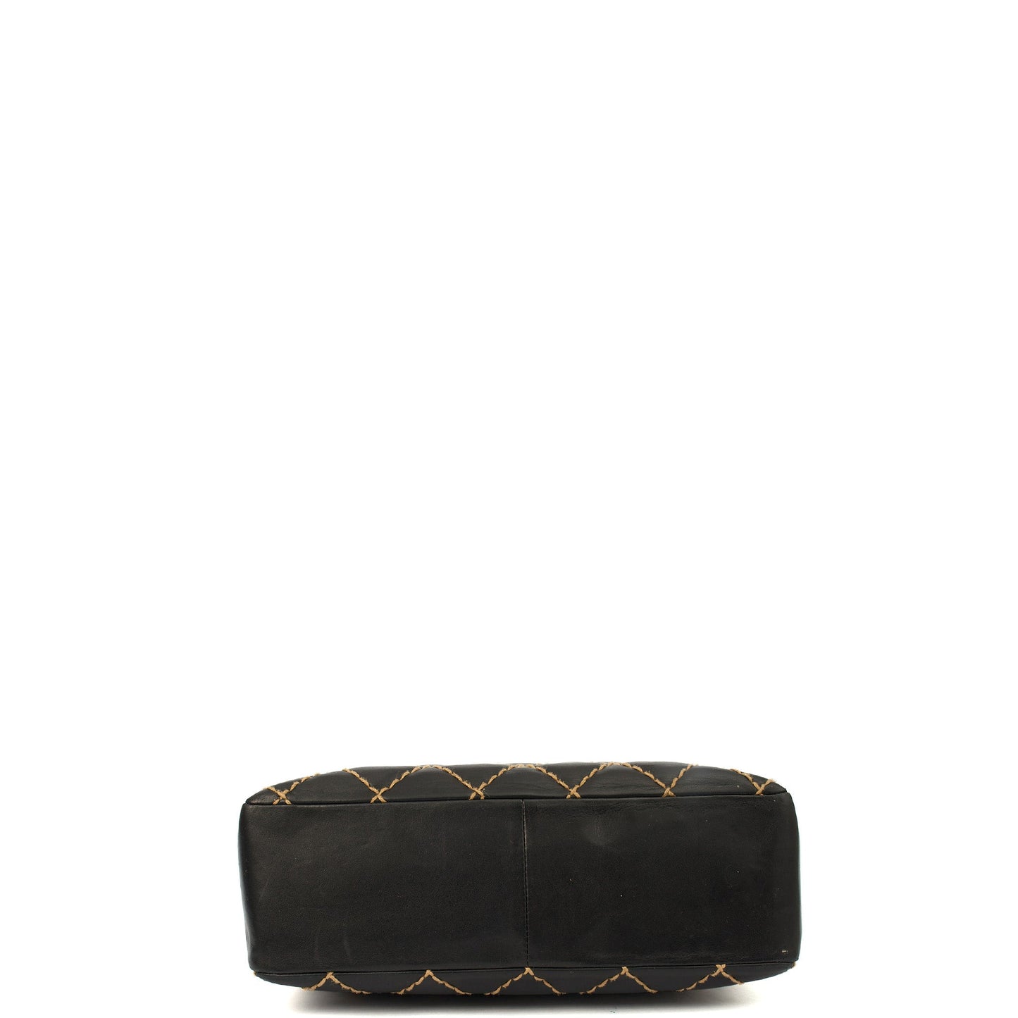 Chanel Shoulder Bag Wildstitch Flap Bag in Black, Leather — Top View