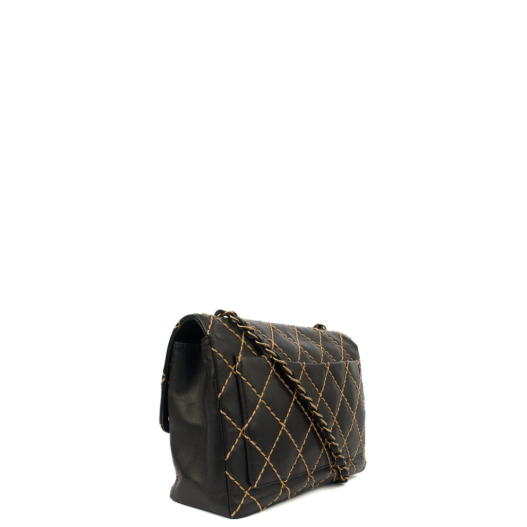 Chanel Shoulder Bag Wildstitch Flap Bag in Black, Leather — Alternate View 12