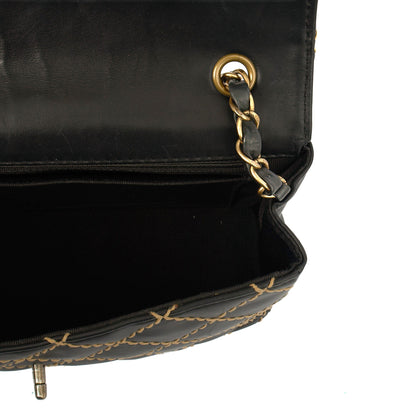 Chanel Shoulder Bag Wildstitch Flap Bag in Black, Leather — Alternate View 29