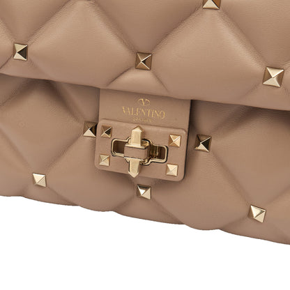 Valentino Top Handle CandyStud Top Handle in Pink, Calfskin — Side View