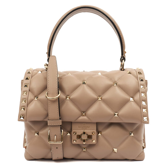 Valentino Top Handle CandyStud Top Handle in Pink, Calfskin — Front View