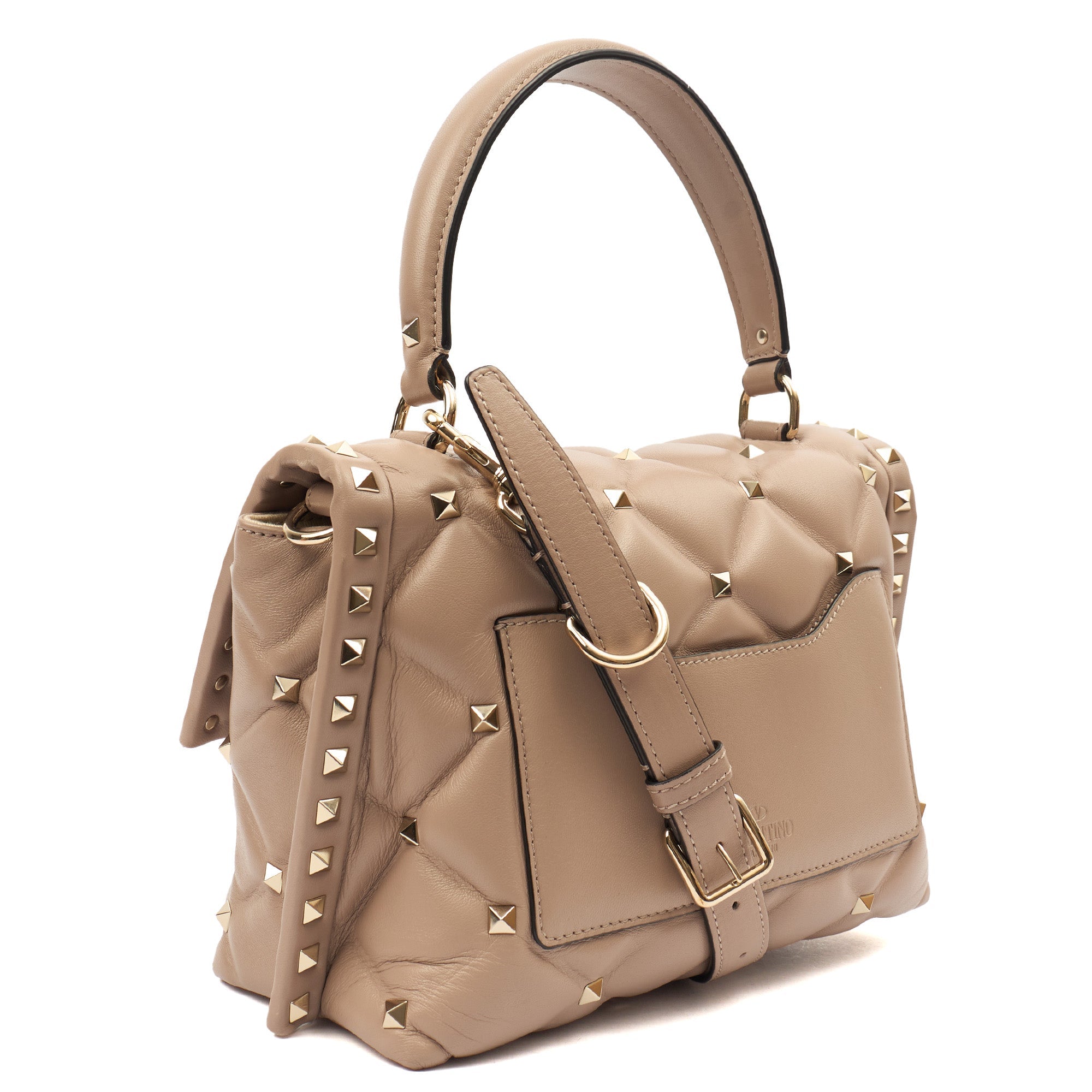 Valentino Top Handle CandyStud Top Handle in Pink, Calfskin — Back View