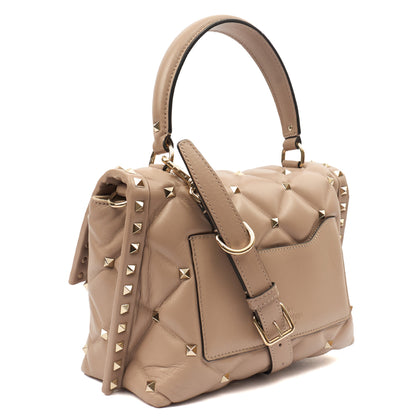 Valentino Top Handle CandyStud Top Handle in Pink, Calfskin — Back View