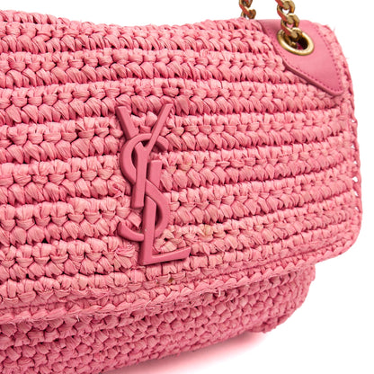 Saint Laurent Shoulder Bag Niki - Medium in Pink, Raffia — Lifestyle View