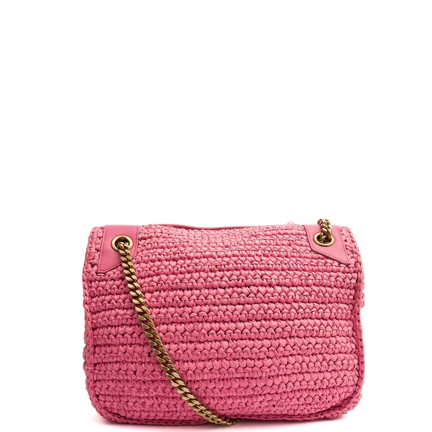 Saint Laurent Shoulder Bag Niki - Medium in Pink, Raffia — Back View