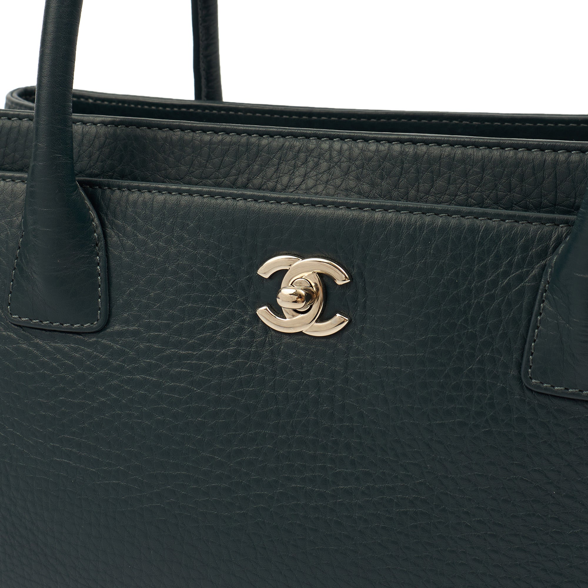 Chanel Tote Executive Cerf Tote- Small in Blue, Calfskin Leather — Back View