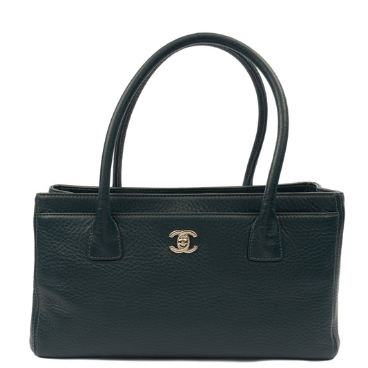 Chanel Tote Executive Cerf Tote- Small in Blue, Calfskin Leather — Front View