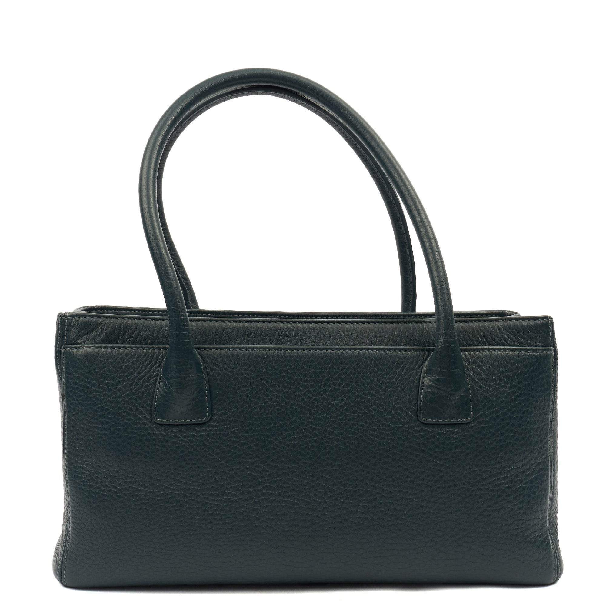 Chanel Tote Executive Cerf Tote- Small in Blue, Calfskin Leather — Detail View