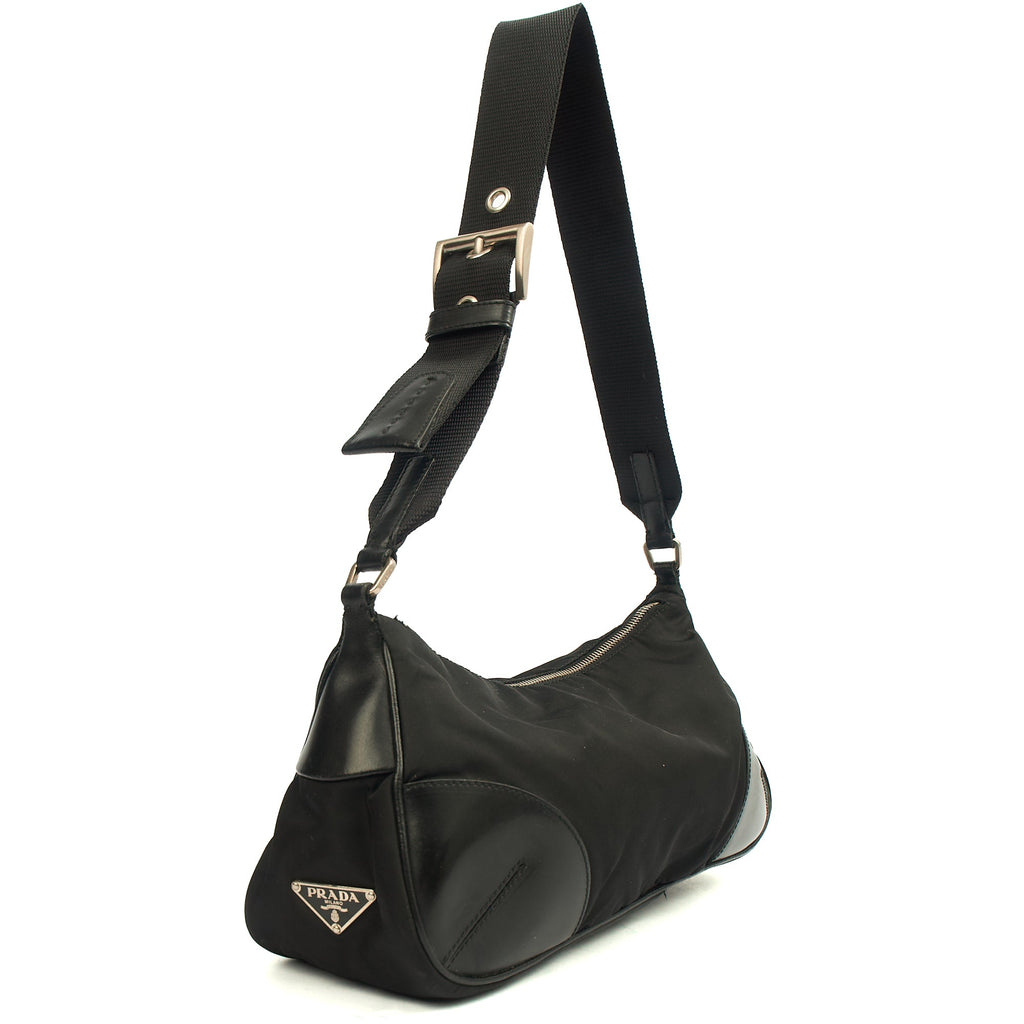 Prada Shoulder Bag Shoulder Bag in Black, Nylon — Side View