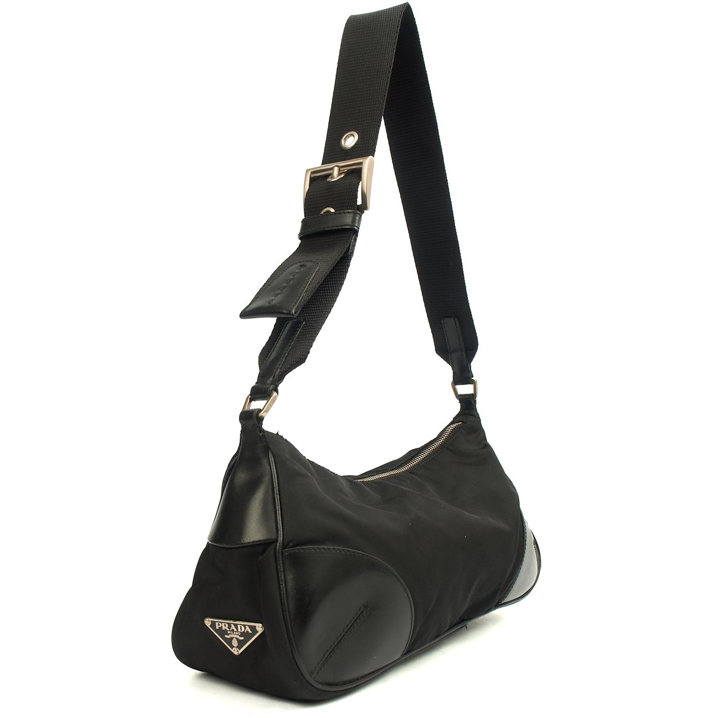 Prada Shoulder Bag Shoulder Bag in Black, Nylon — Side View