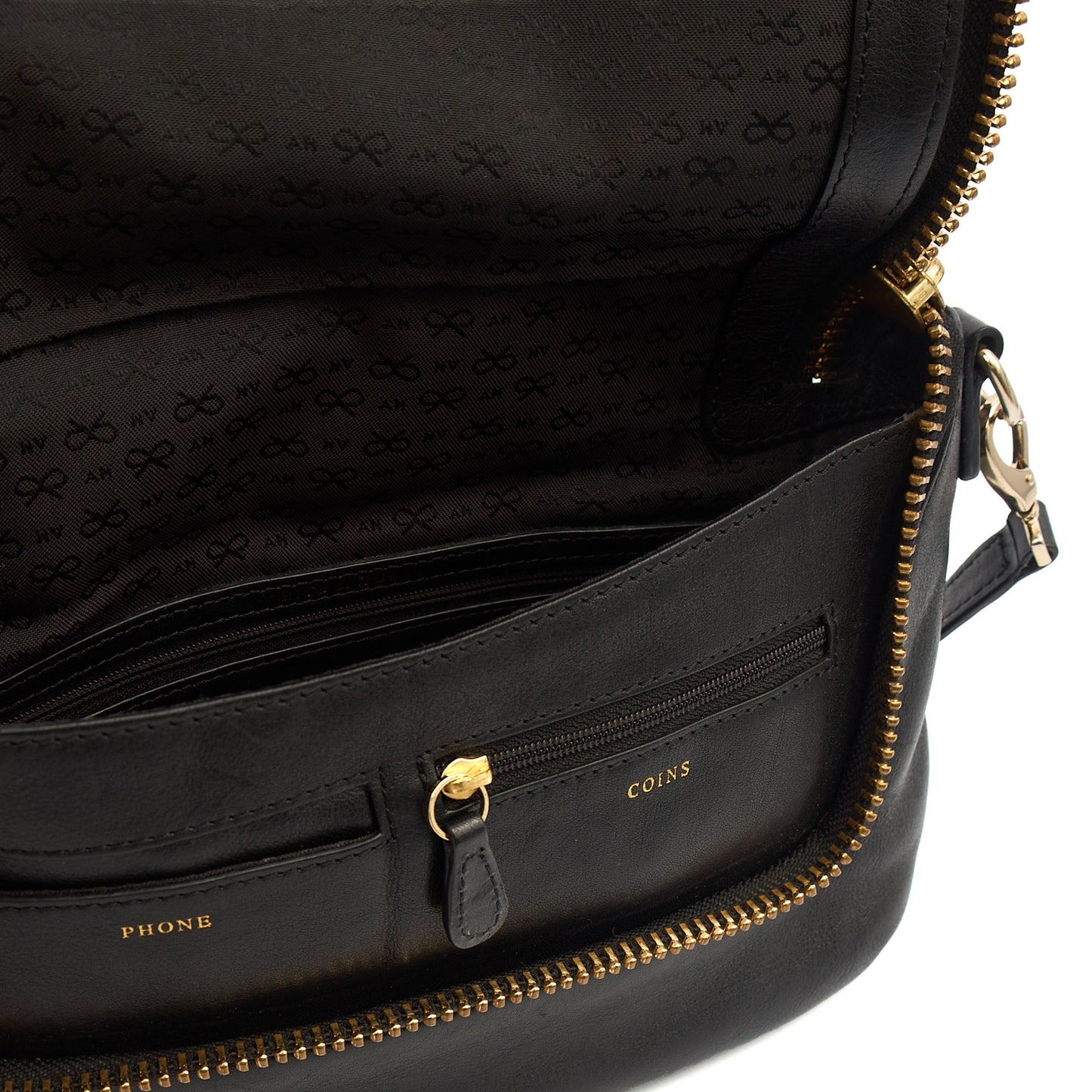 Anya Hindmarch Cross Body Maxi Zip Crossbody in Black, Leather — Lifestyle View