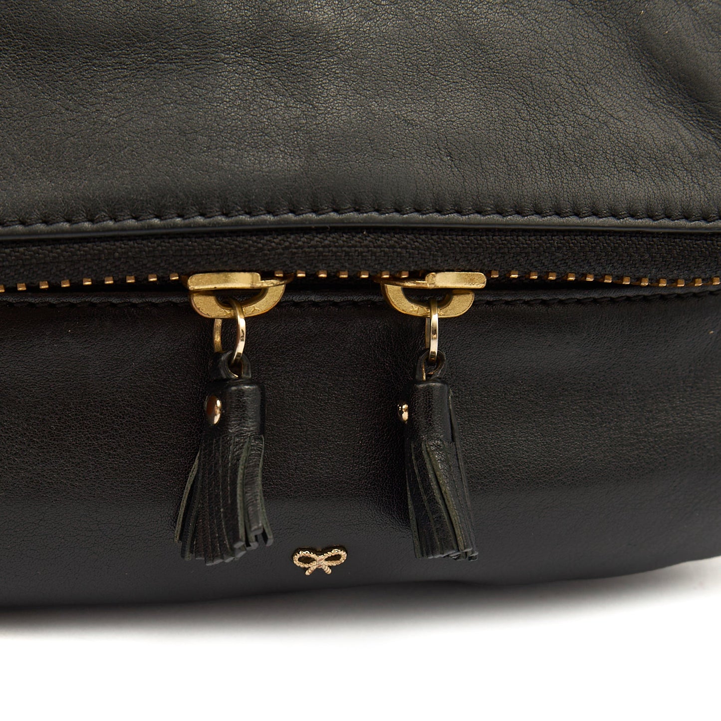 Anya Hindmarch Cross Body Maxi Zip Crossbody in Black, Leather — Detail View