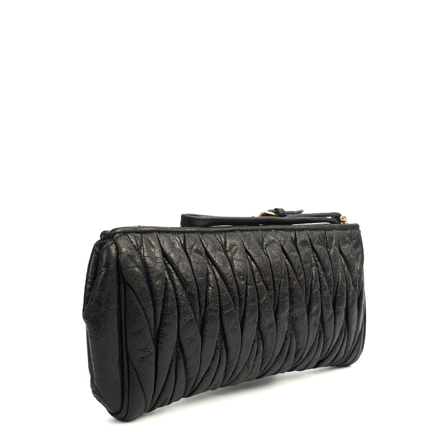 Miu Miu Clutch Matelasse Clutch in Black, Exotic Effect Leather — Back View