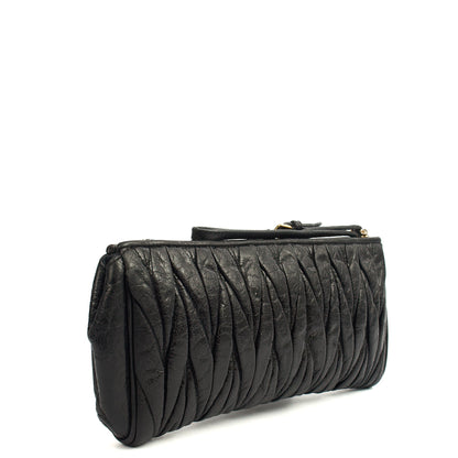 Miu Miu Clutch Matelasse Clutch in Black, Exotic Effect Leather — Back View