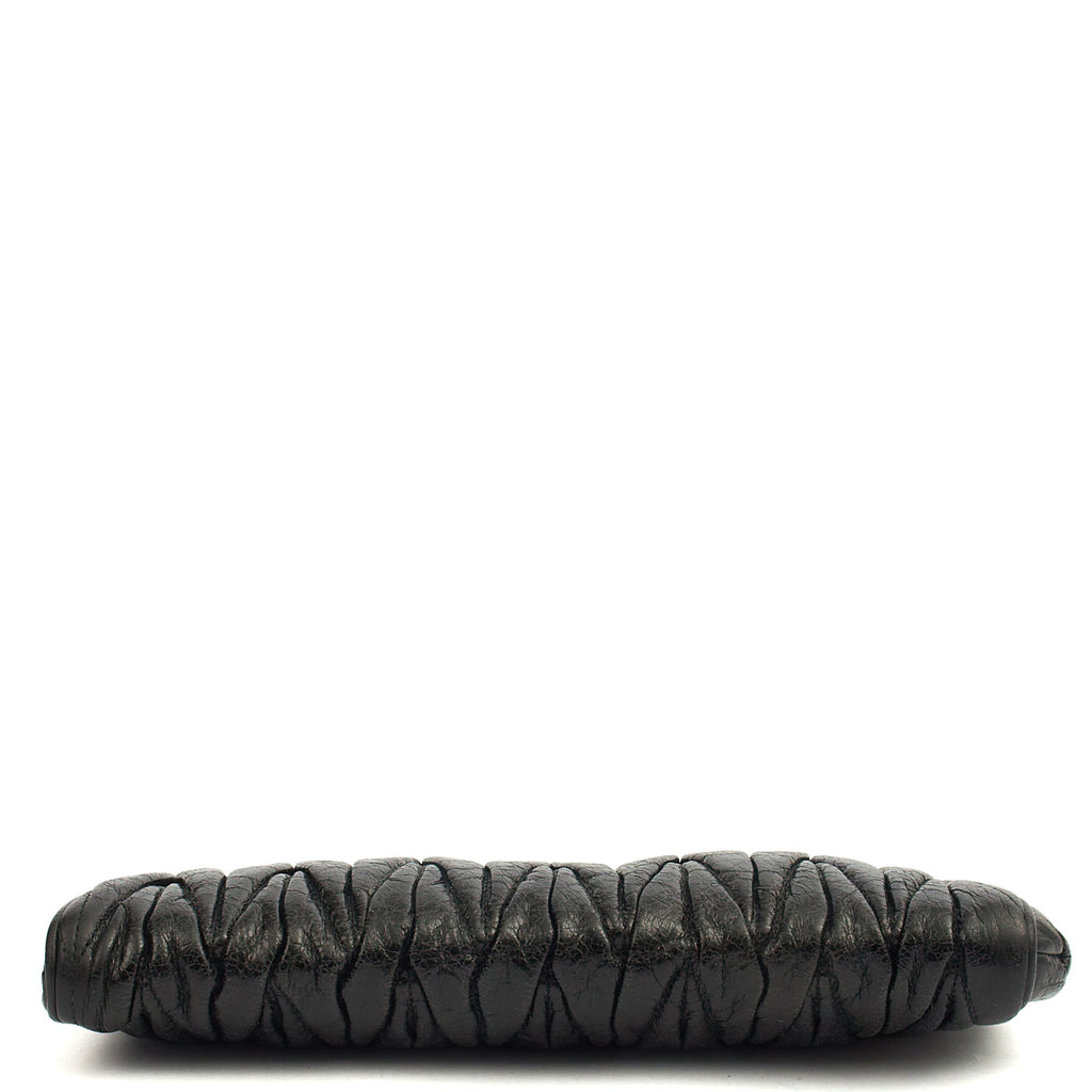 Miu Miu Clutch Matelasse Clutch in Black, Exotic Effect Leather — Detail View