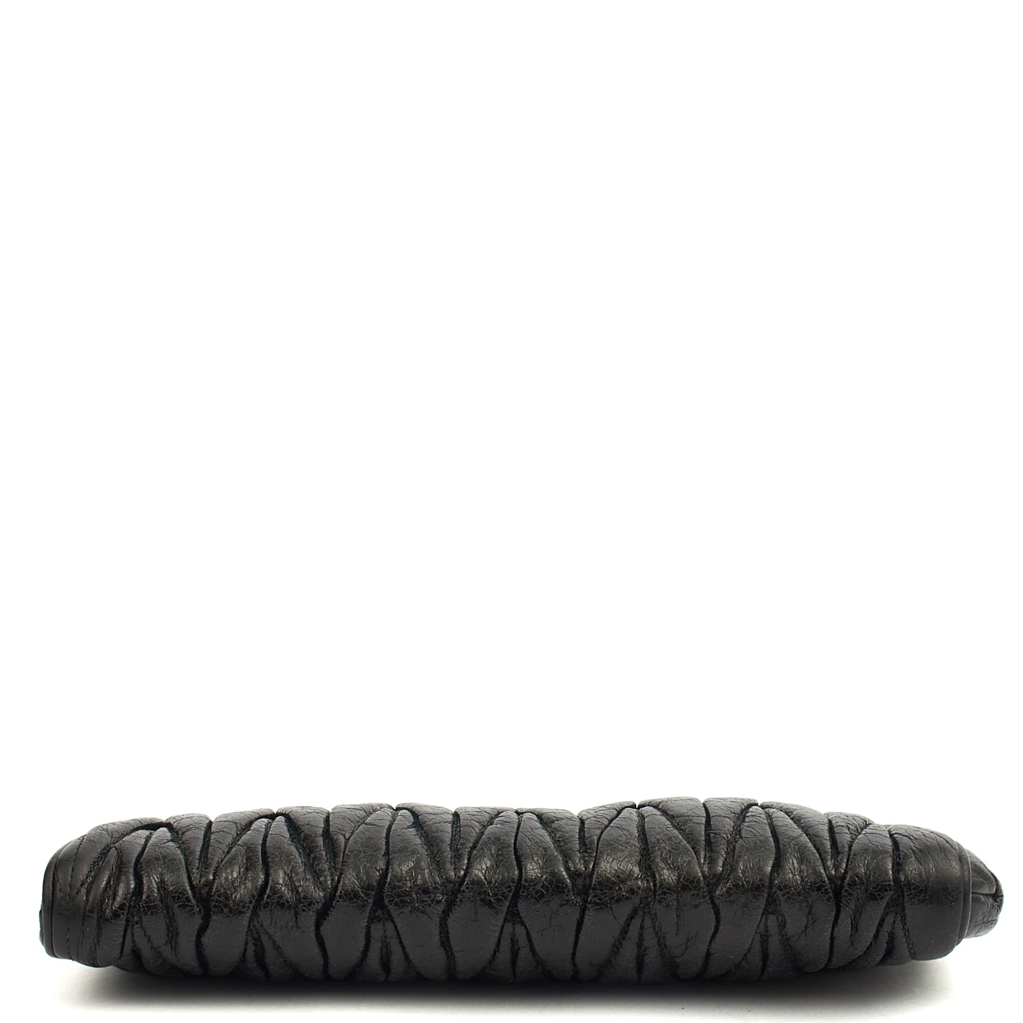Miu Miu Clutch Matelasse Clutch in Black, Exotic Effect Leather — Detail View