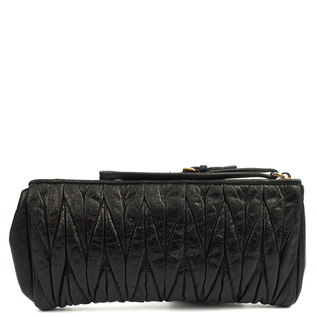Miu Miu Clutch Matelasse Clutch in Black, Exotic Effect Leather — Top View