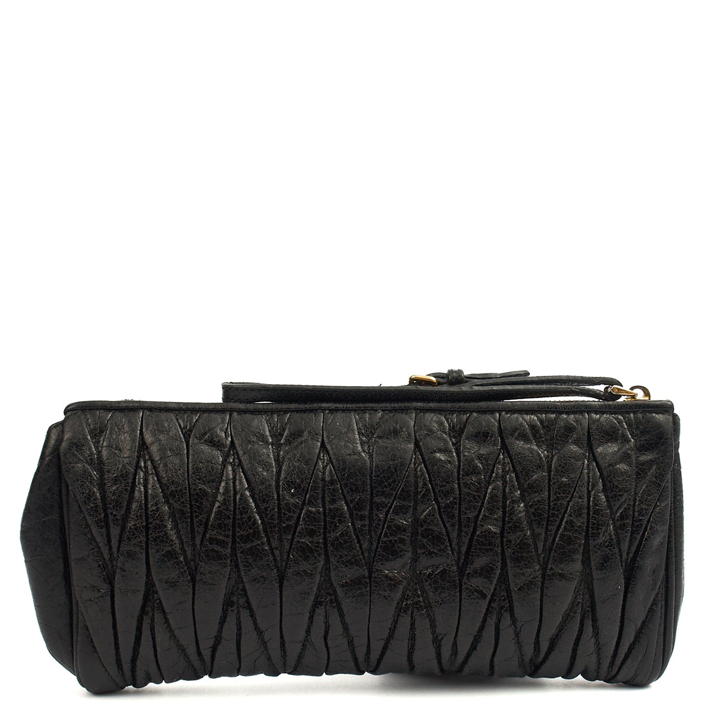 Miu Miu Clutch Matelasse Clutch in Black, Exotic Effect Leather — Top View
