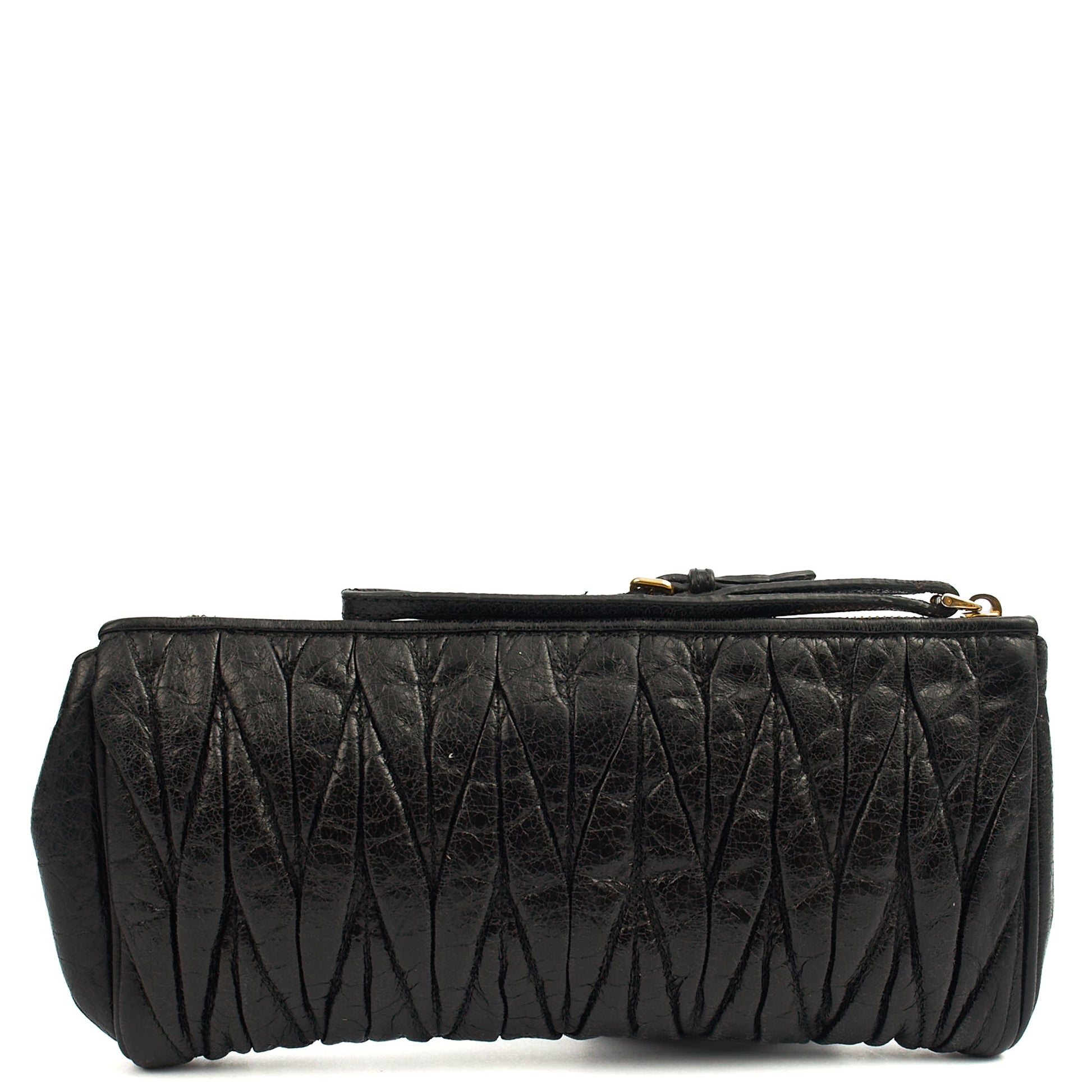 Miu Miu Clutch Matelasse Clutch in Black, Exotic Effect Leather — Top View