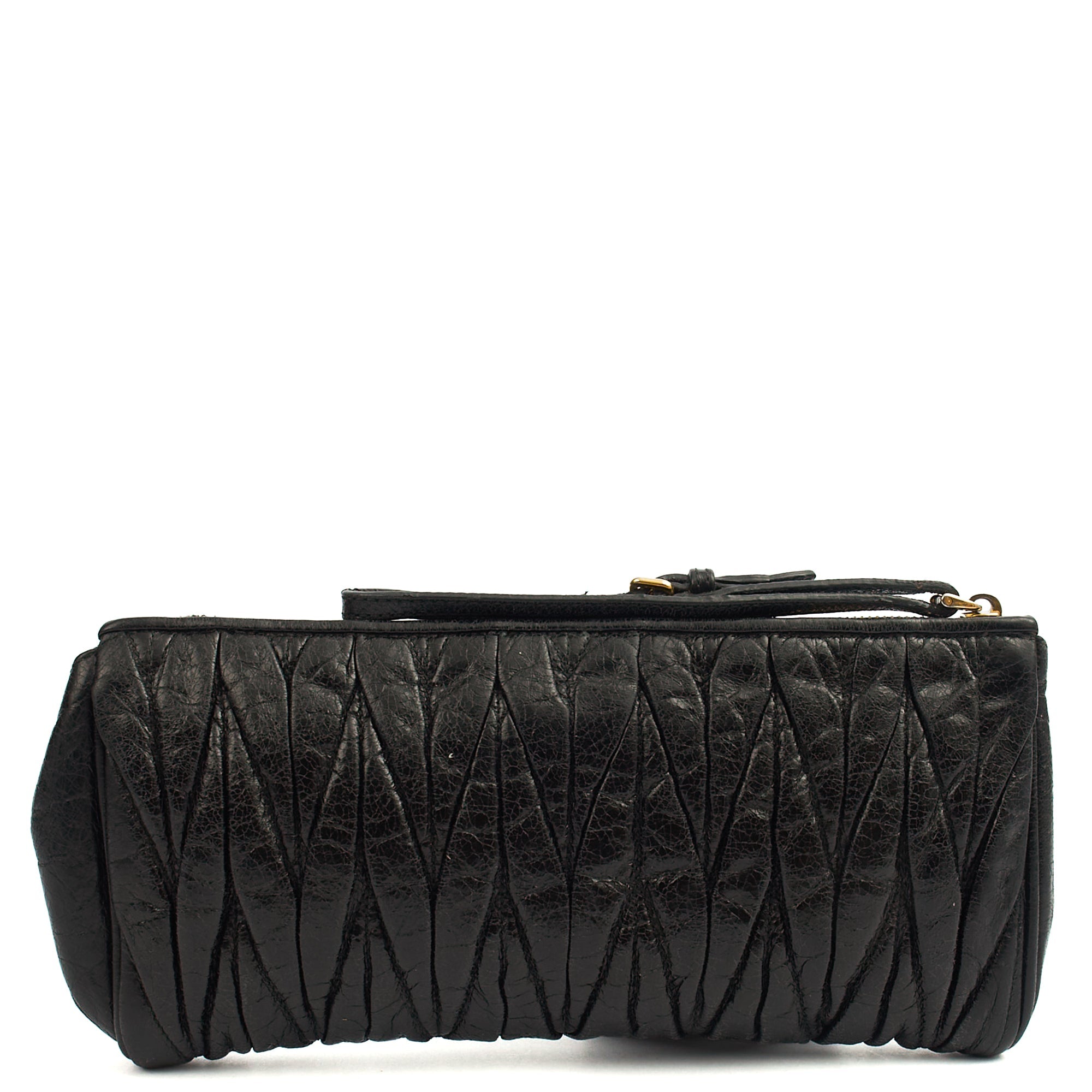 Miu Miu Clutch Matelasse Clutch in Black, Exotic Effect Leather — Top View