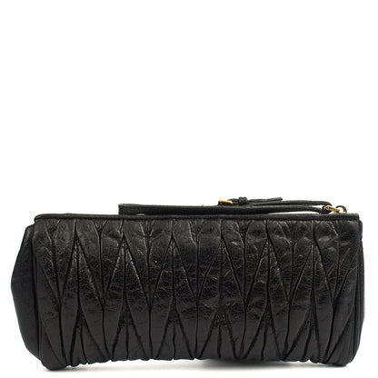 Miu Miu Clutch Matelasse Clutch in Black, Exotic Effect Leather — Top View
