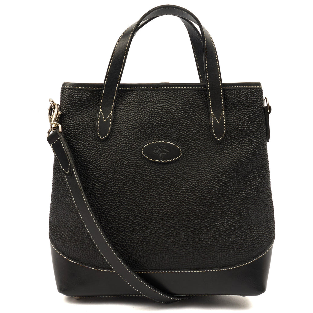 Mulberry Tote Vintage Tote  in Black, Scotchgrain — Front View