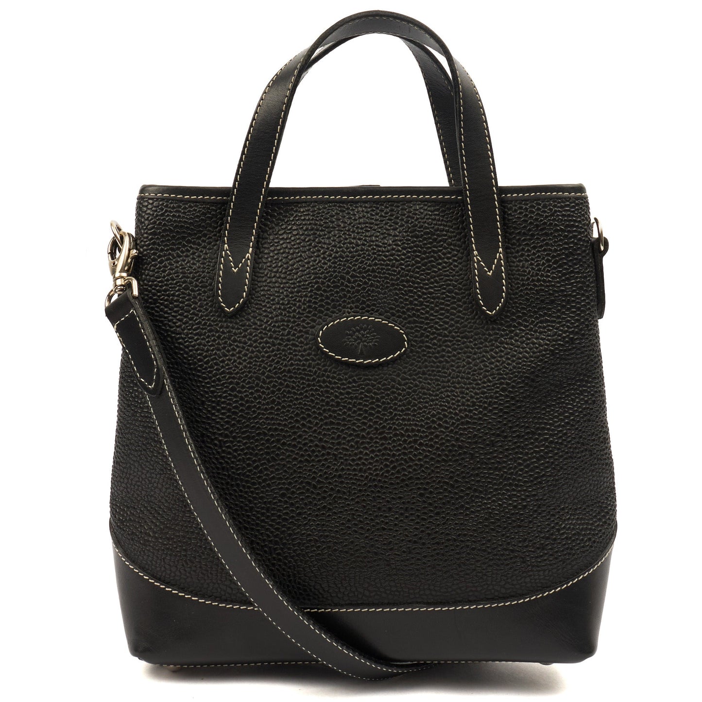 Mulberry Tote Vintage Tote  in Black, Scotchgrain — Front View