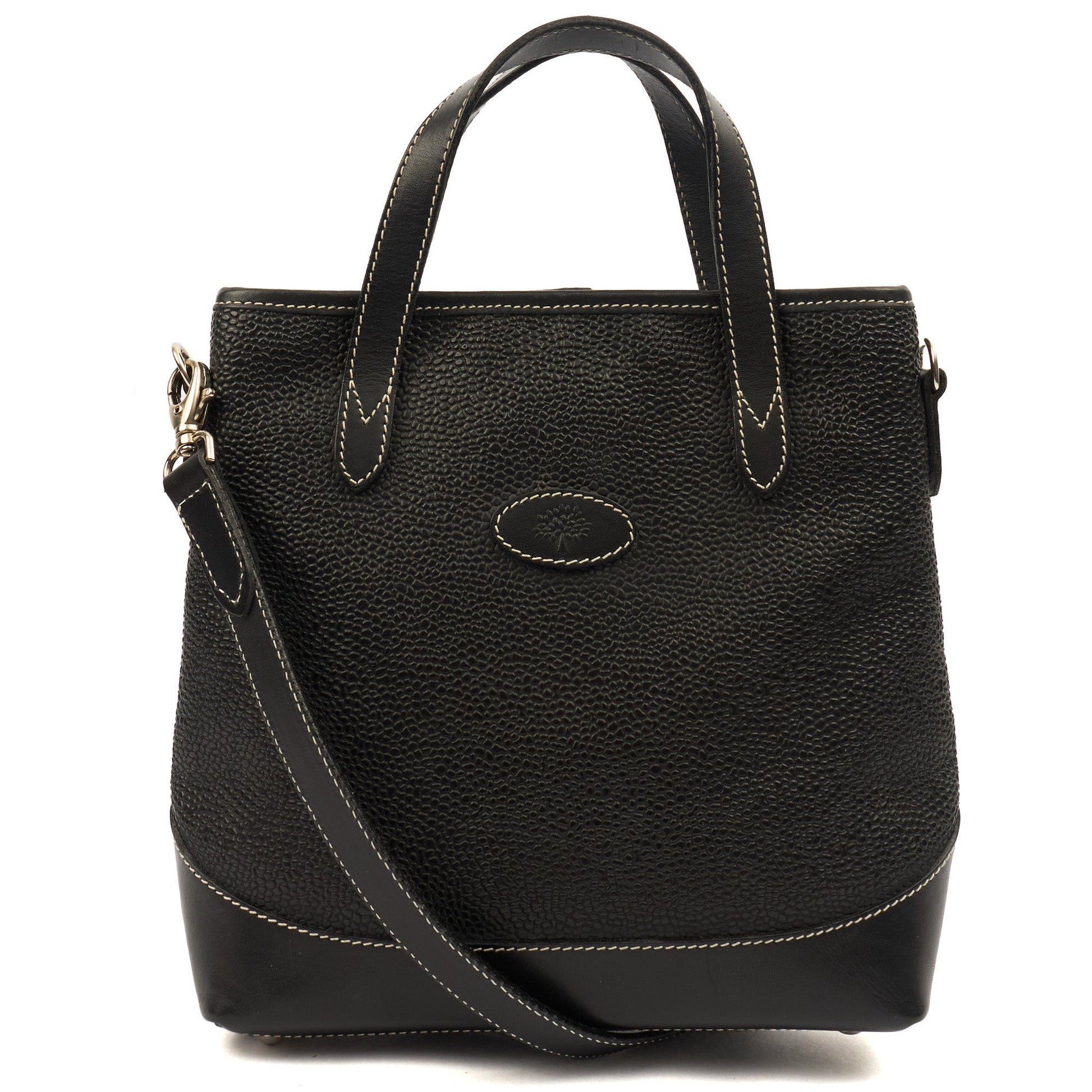 Mulberry Tote Vintage Tote  in Black, Scotchgrain — Front View