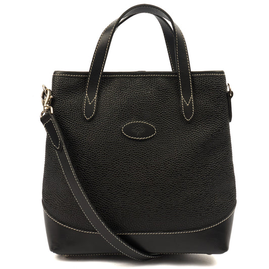 Mulberry Tote Vintage Tote  in Black, Scotchgrain — Front View