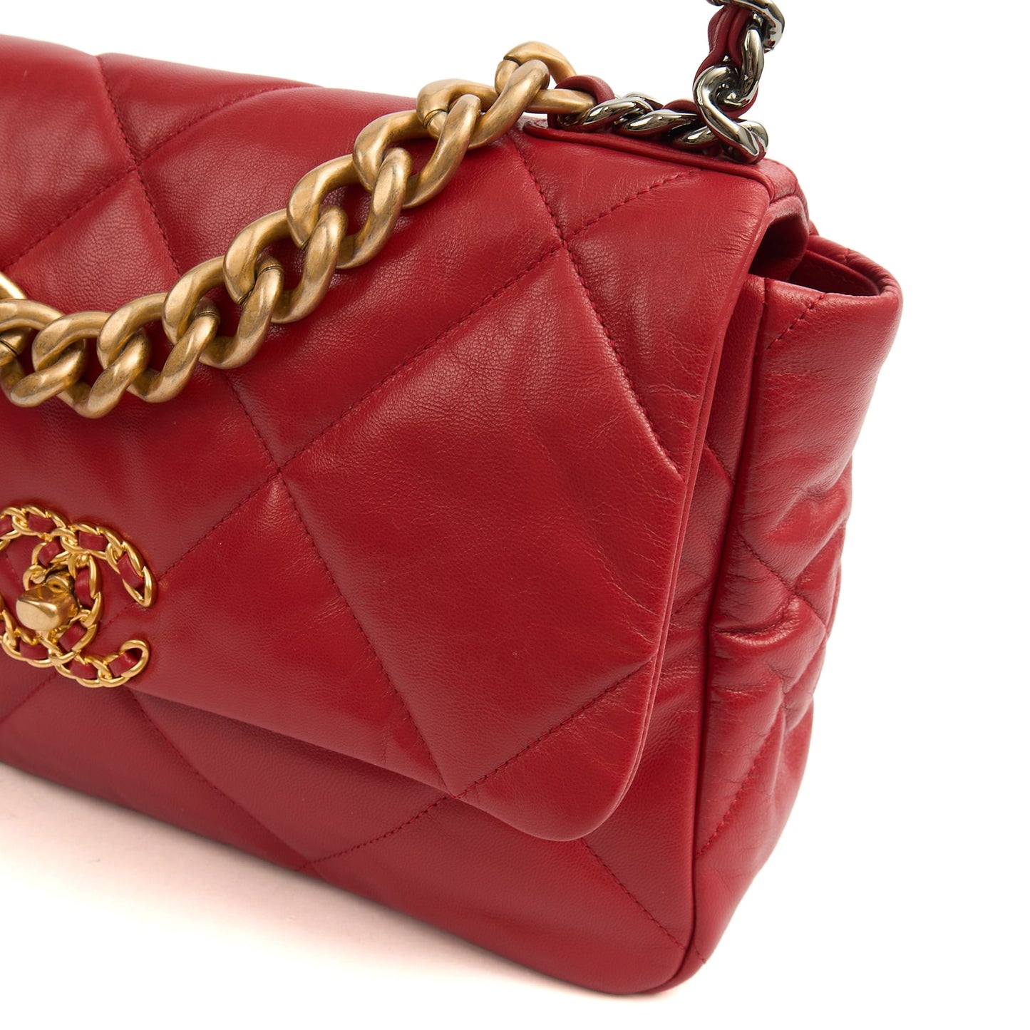 Chanel Shoulder Bag Chanel 19 in Red, Calfskin Leather — Alternate View 7