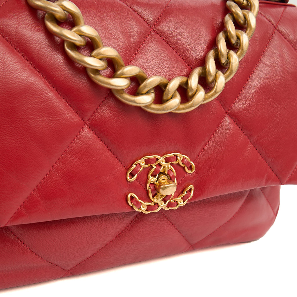 Chanel Shoulder Bag Chanel 19 in Red, Calfskin Leather — Lifestyle View