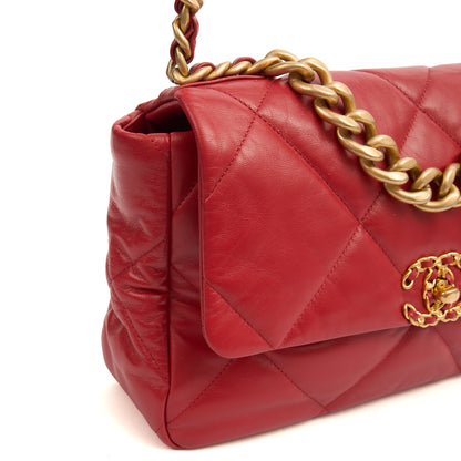 Chanel Shoulder Bag Chanel 19 in Red, Calfskin Leather — Detail View