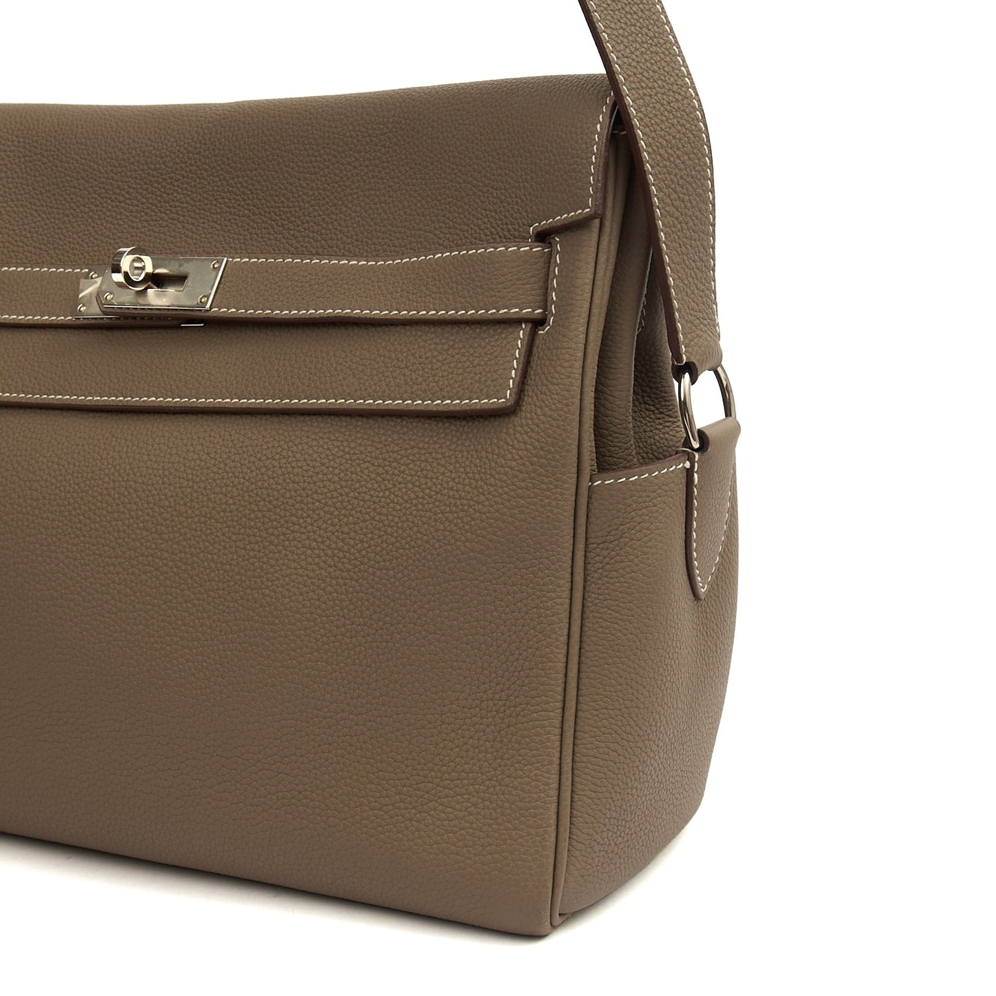 Hermes Kelly Messenger in Etoupe, Togo Leather — Alternate View 9